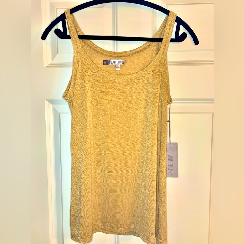 NTW Jennifer Lopez Gold Sparkly Tank Medium